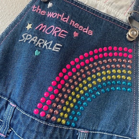 Kids Denim Overalls with Rainbow Design - Picture 2 of 4